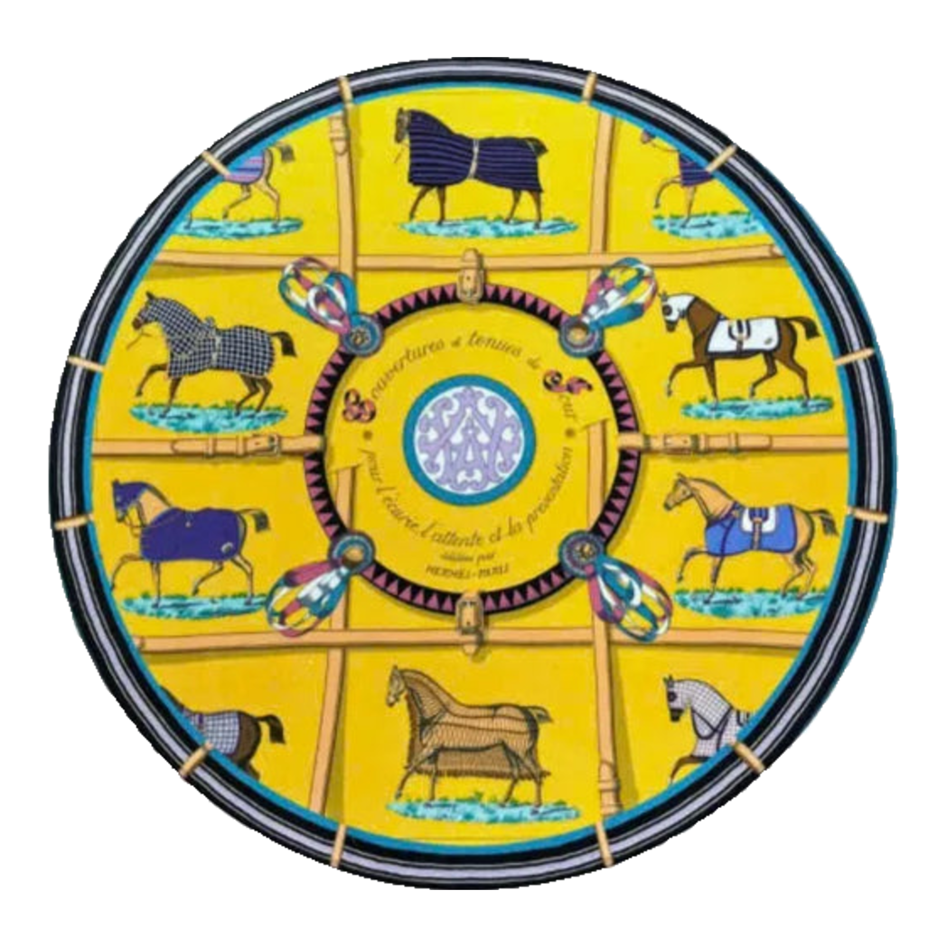 Thảm Tròn Nhung Bỉ D100 - Round Carpet Jaune Bleu Renaissance