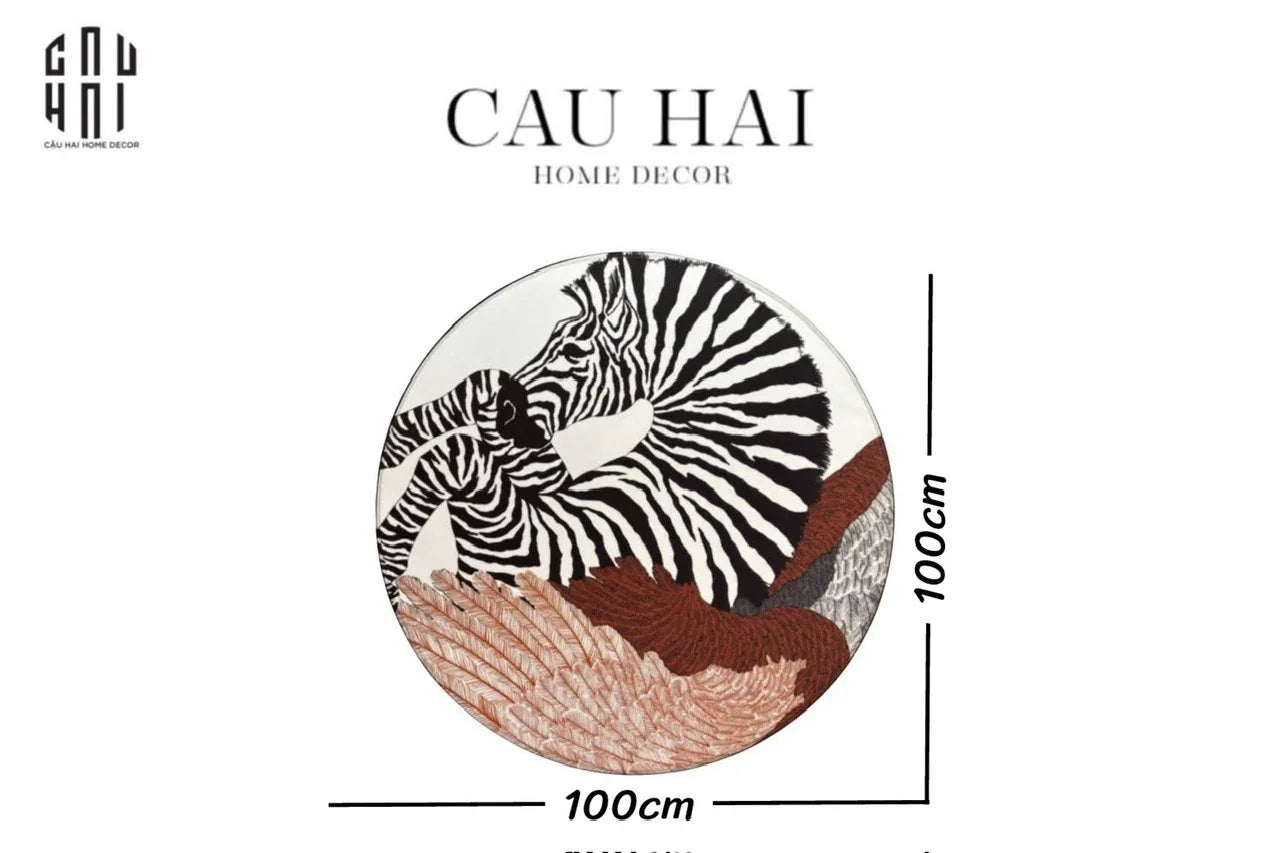 THẢM TRÒN NHUNG BỈ D100 - ROUND CARPET- ZEBRA