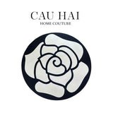 Thảm Tròn Nhung Bỉ D120 Camélia Blanc - Circle - CẬU HAI HOME DECOR