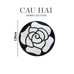 Thảm Tròn Nhung Bỉ D120 Camélia Blanc - Circle-CẬU HAI HOME DECOR