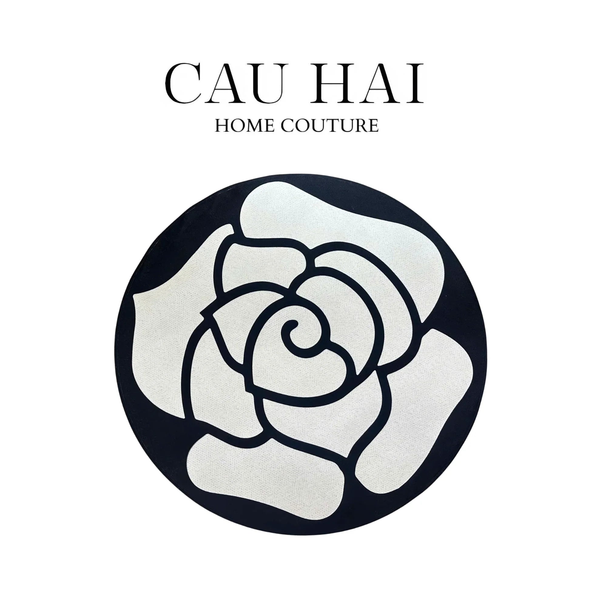 Thảm Tròn Nhung Bỉ D120 Camélia Blanc - Circle-CẬU HAI HOME DECOR