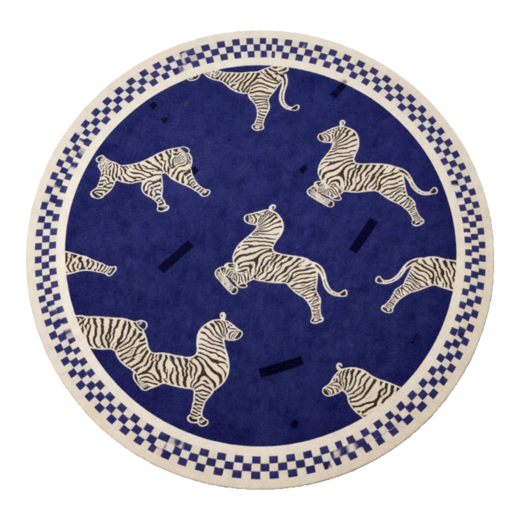 Thảm Tròn Nhung Bỉ - La Danse Du Zèbre - Bleu Indigo
 D140
