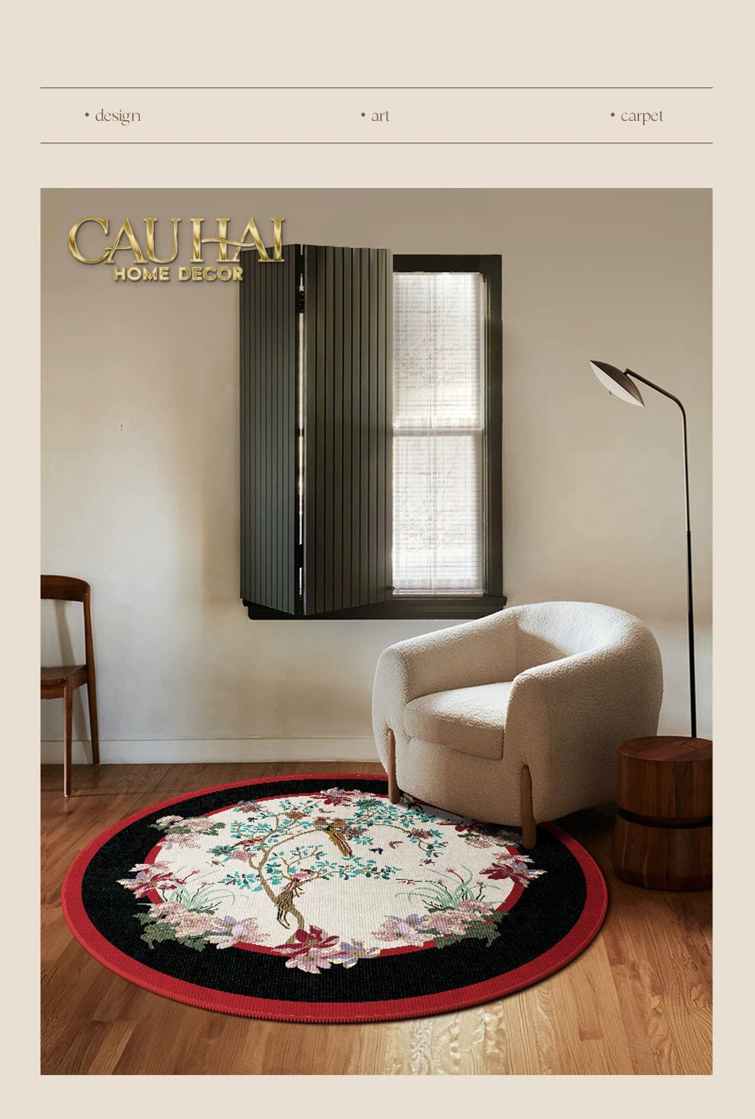 Thảm Tròn Nhung Bỉ D160 - Nocturne Avian Impériale Rectangular - CẬU HAI HOME DECOR