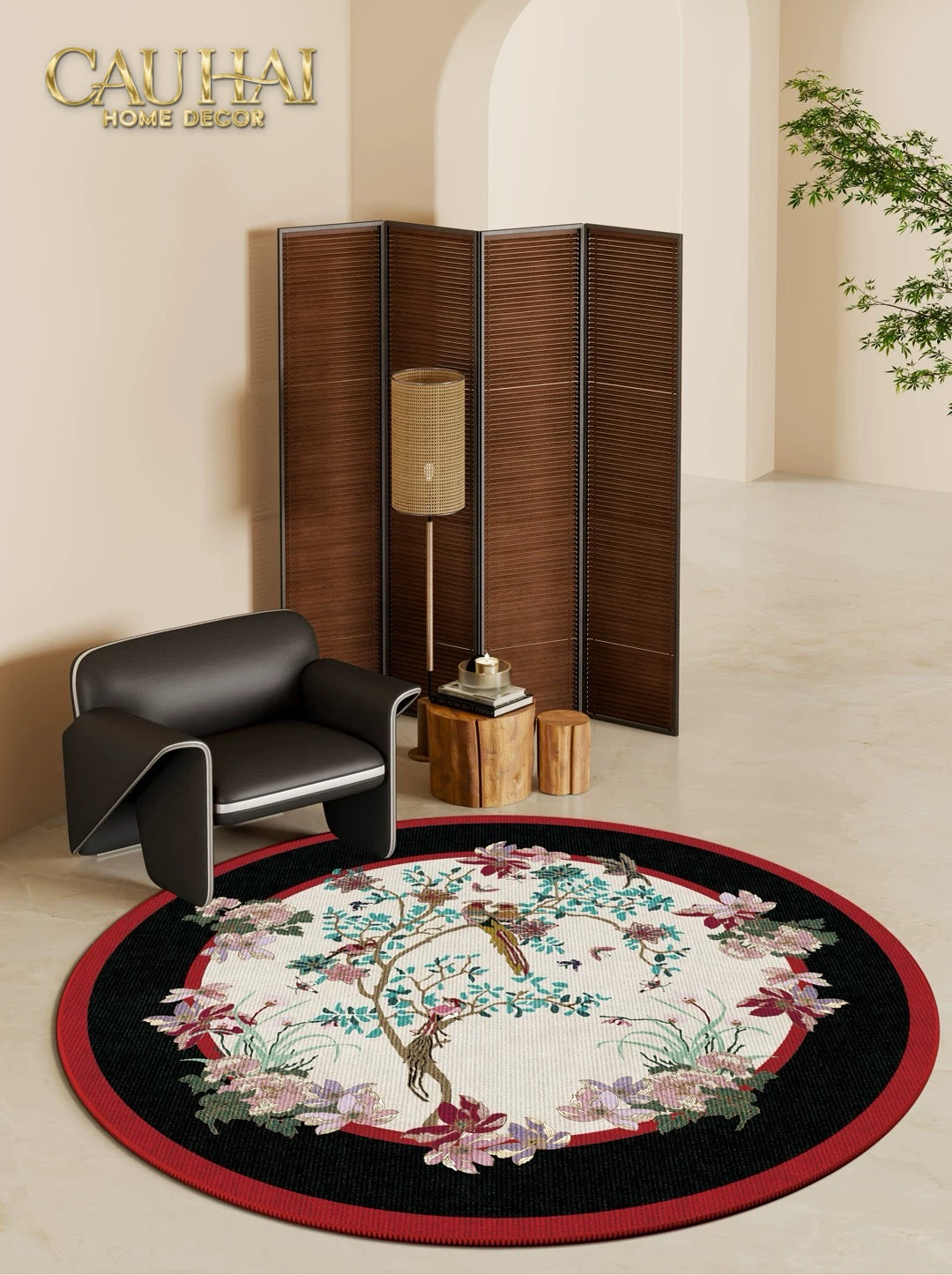 Thảm Tròn Nhung Bỉ D160 - Nocturne Avian Impériale Rectangular - CẬU HAI HOME DECOR