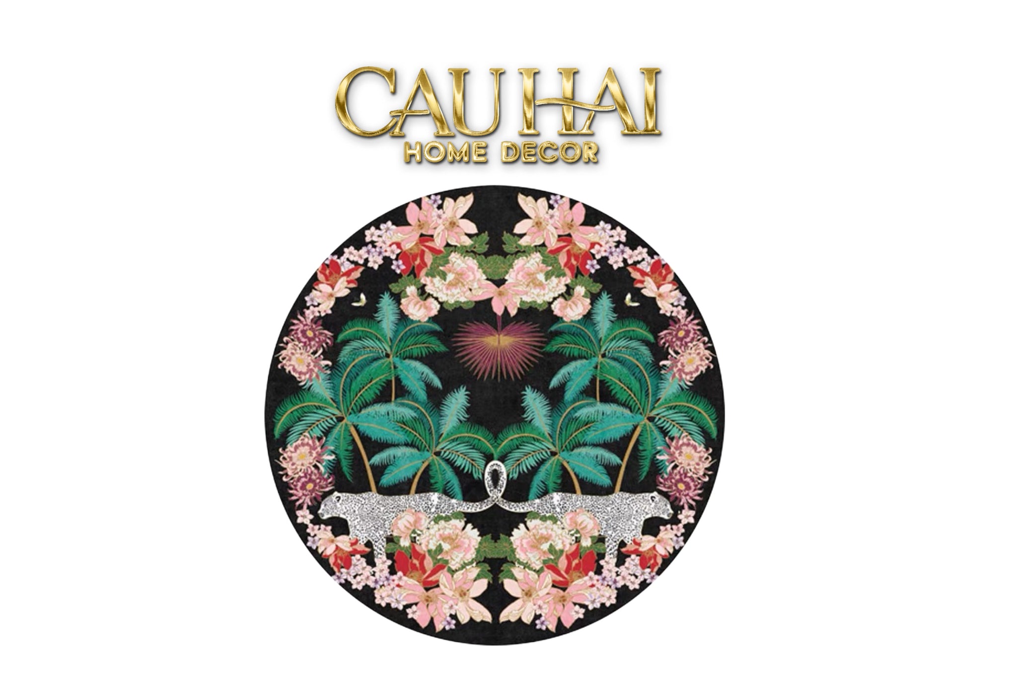 Thảm Tròn Nhung Bỉ D160 - Nocturne Jungle Panthera - CẬU HAI HOME DECOR