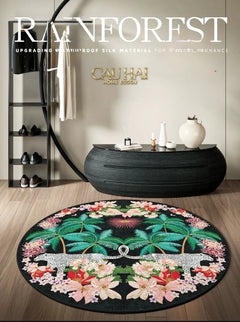 Thảm Tròn Nhung Bỉ D160 - Nocturne Jungle Panthera-CẬU HAI HOME DECOR