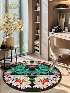 Thảm Tròn Nhung Bỉ D160 - Nocturne Jungle Panthera-CẬU HAI HOME DECOR