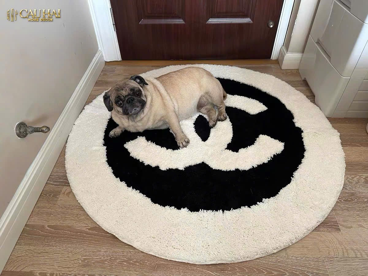 Thảm Tròn Sợi Dệt D100 - Blanche Iconique Coco Spéciale Édition - CẬU HAI HOME DECOR