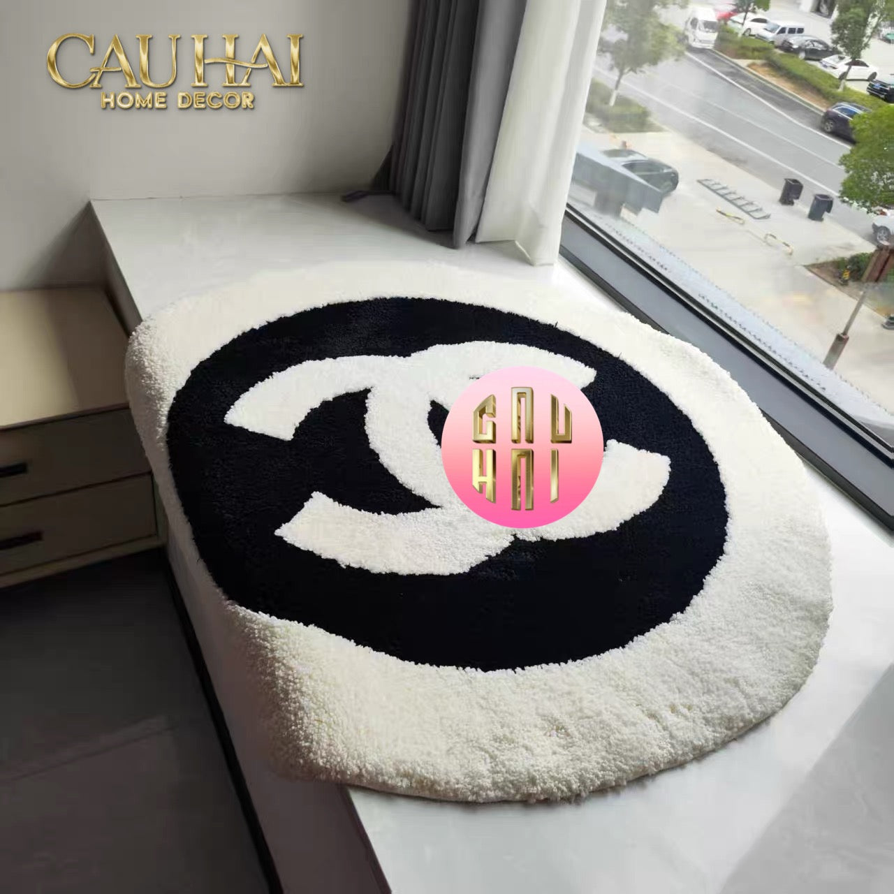 Thảm Tròn Sợi Dệt D100 - Blanche Iconique Coco Spéciale Édition-THẢM TRÒN - THẢM BED-CẬU HAI HOME DECOR