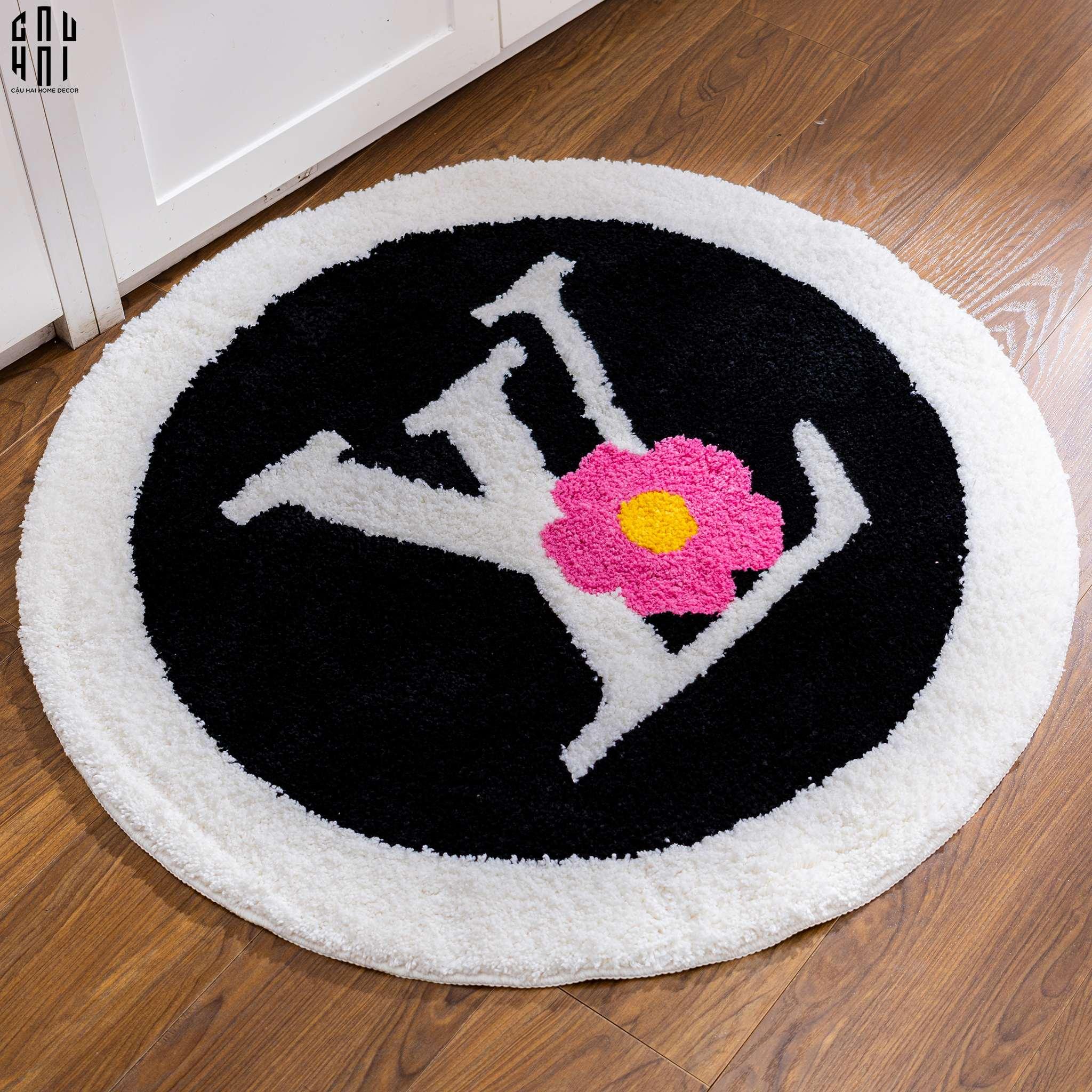 Thảm Tròn Sợi Dệt - D80/D100 Louis V -Blanc Ou Noir - CẬU HAI HOME DECOR