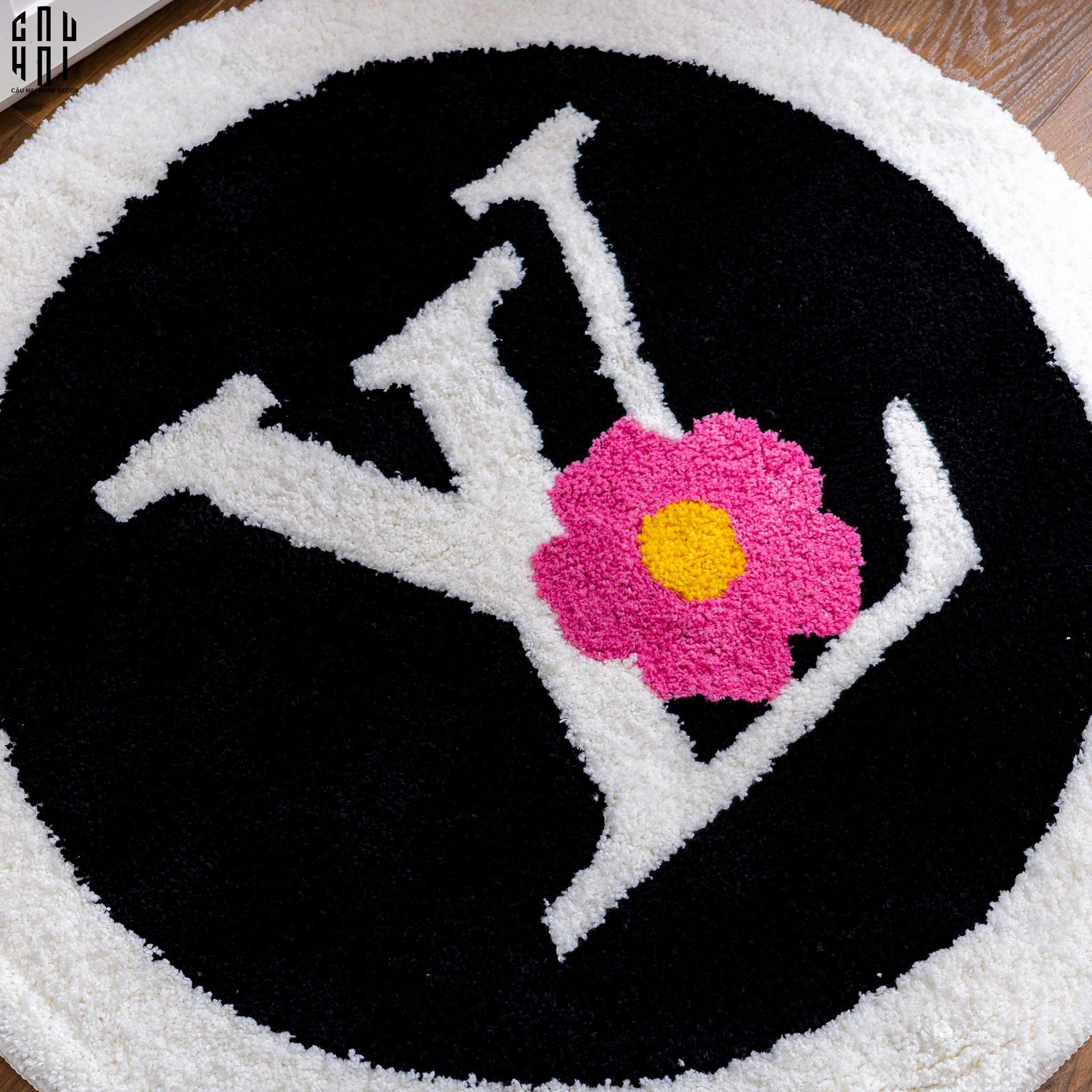 Thảm Tròn Sợi Dệt - D80/D100 Louis V -Blanc Ou Noir - CẬU HAI HOME DECOR