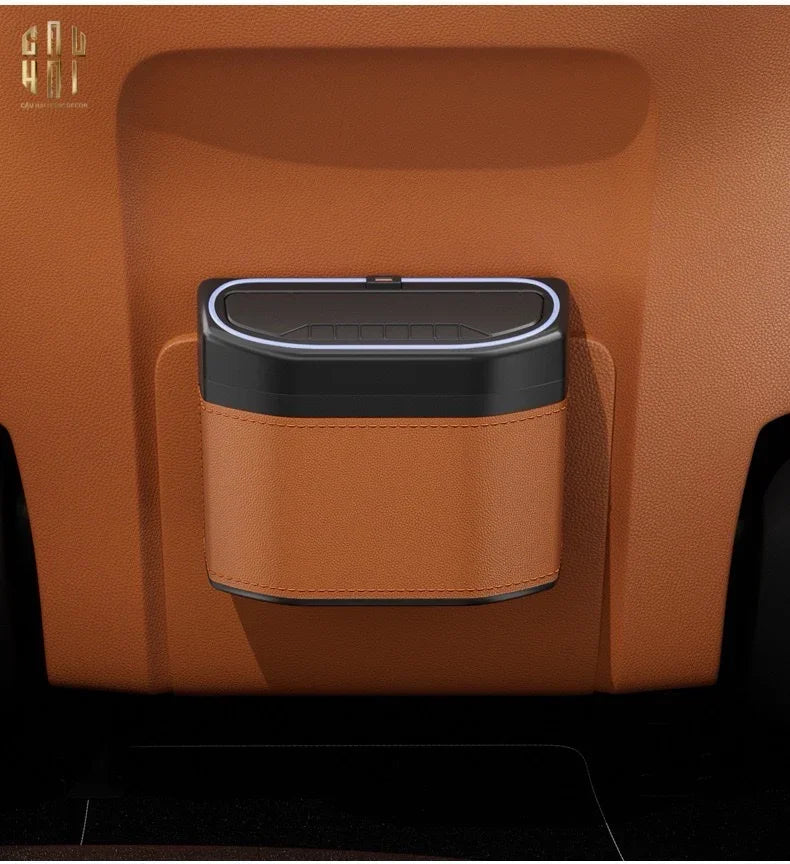 THÙNG RÁC BỌC DA CAR MINI BIN - COGNAC