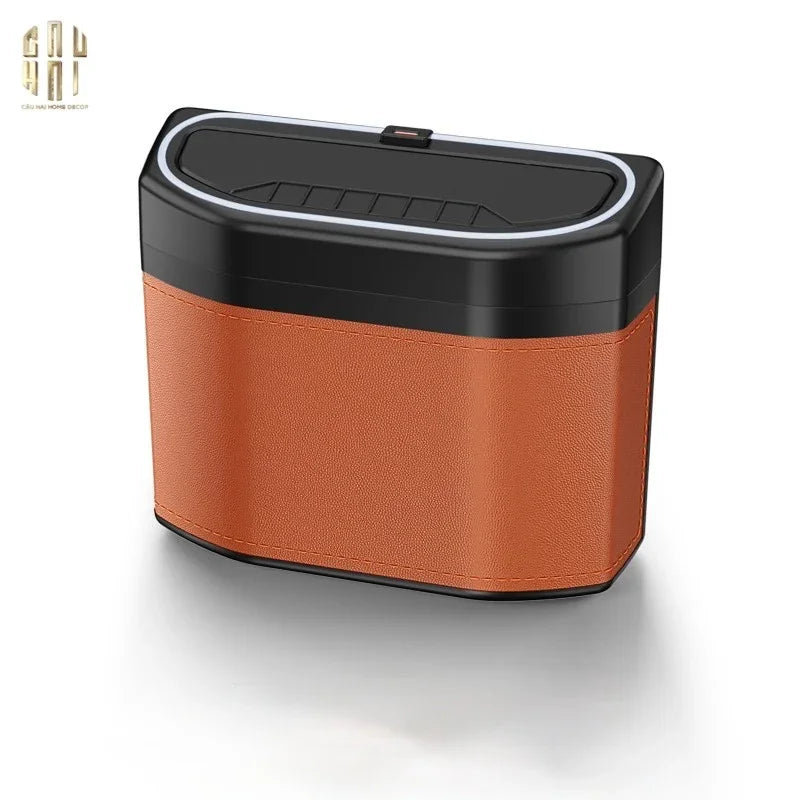 THÙNG RÁC BỌC DA CAR MINI BIN - COGNAC