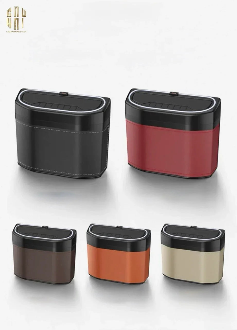 THÙNG RÁC BỌC DA CAR MINI BIN - COGNAC