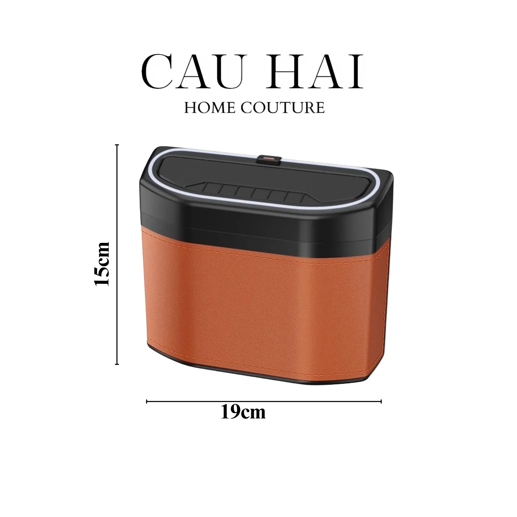 THÙNG RÁC BỌC DA CAR MINI BIN - COGNAC