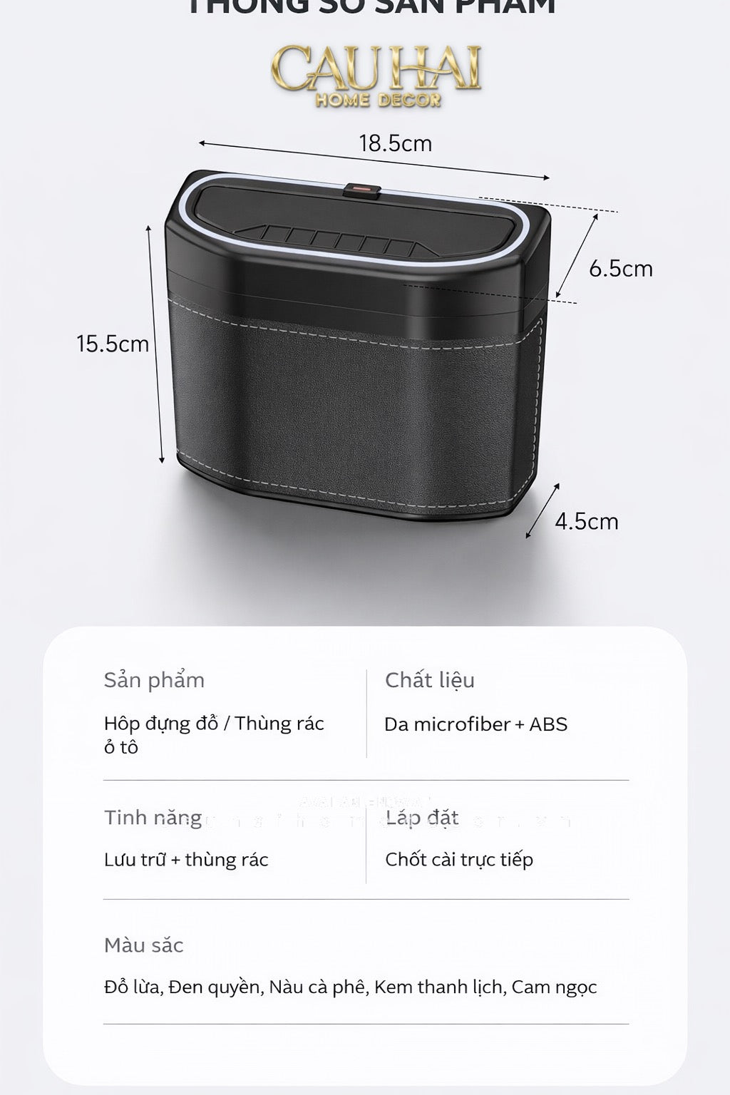 Thùng Rác Bọc Da Car Mini Bin - Cognac-Thùng Rác-CẬU HAI HOME DECOR