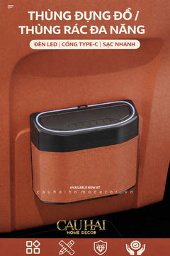 Thùng Rác Bọc Da Car Mini Bin - Cognac-Thùng Rác-CẬU HAI HOME DECOR