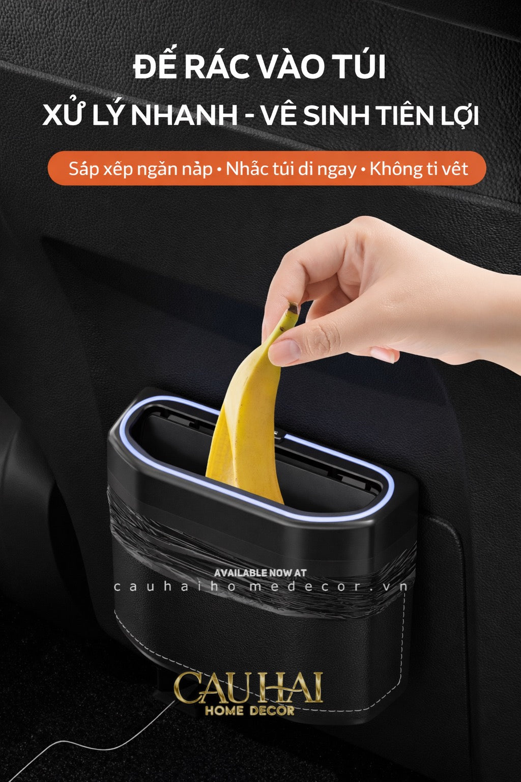 Thùng Rác Bọc Da Car Mini Bin - Cognac-Thùng Rác-CẬU HAI HOME DECOR