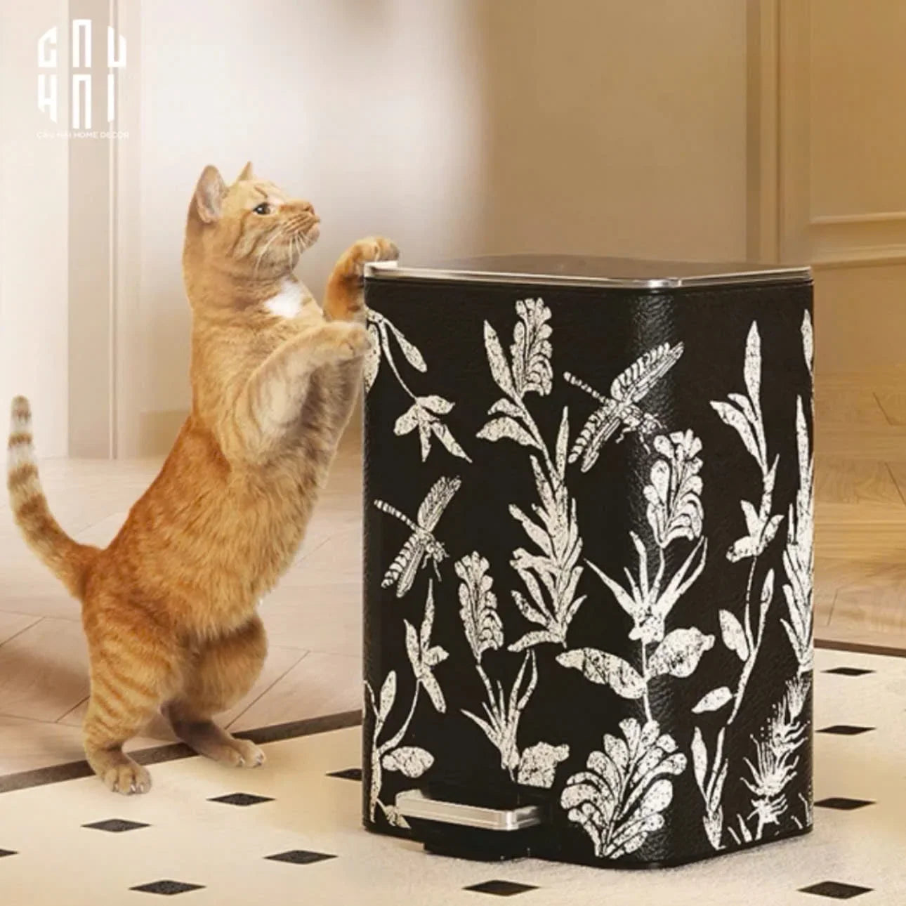 THÙNG RÁC CAO CẤP BỌC DA DRAGONFLY 15L