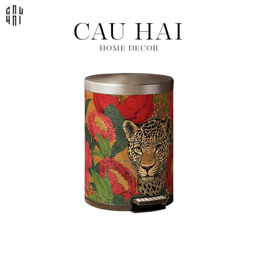 Thùng Rác Da Crimson Leopard Jungle D.O 14L - CẬU HAI HOME DECOR