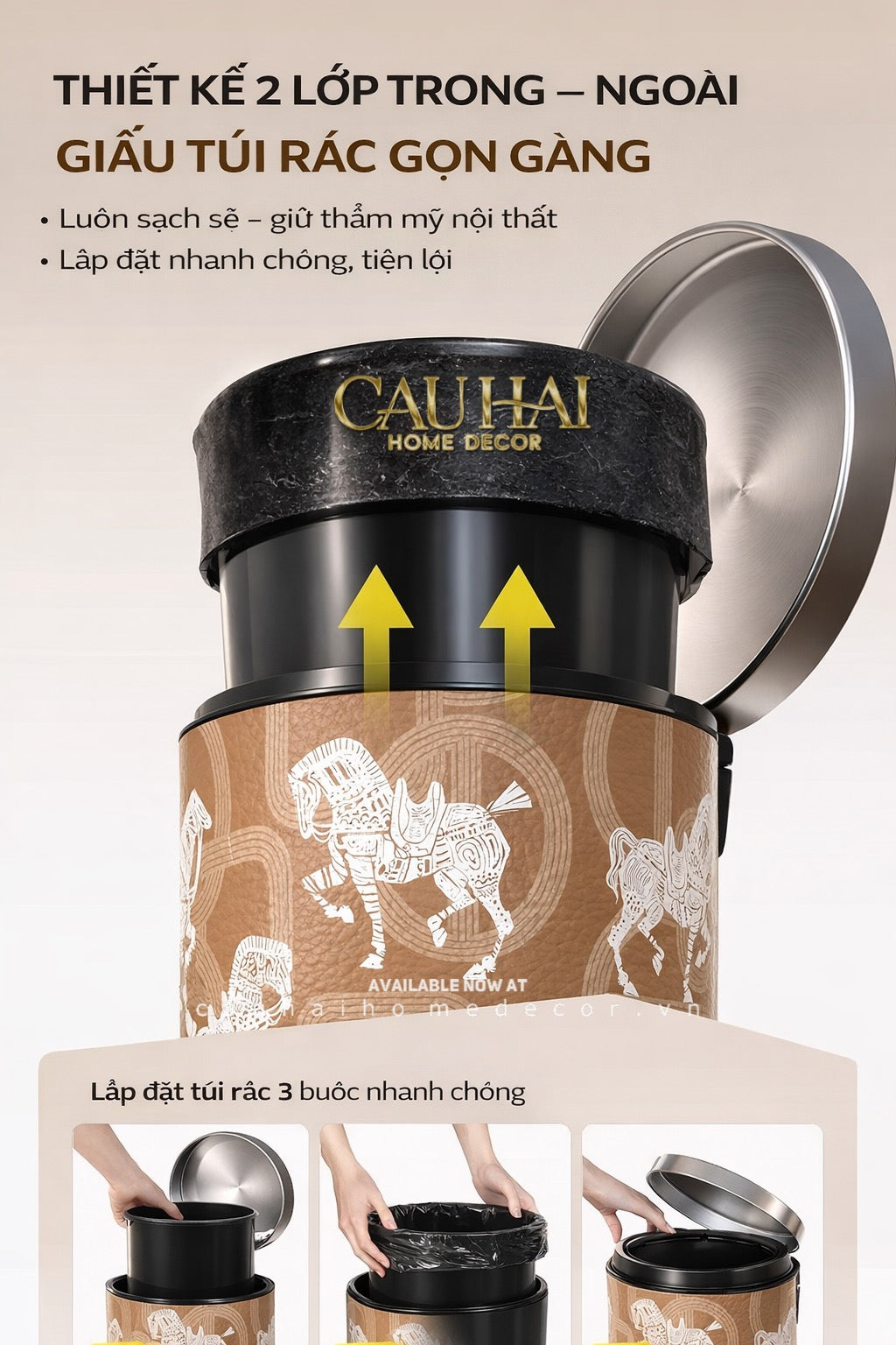 Thùng Rác Da Les Cavaliers Blancs Impériaux 14L - Vert Up-CẬU HAI HOME DECOR