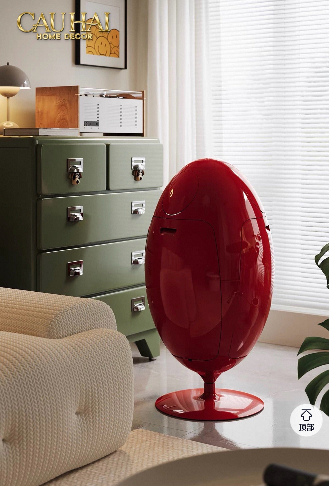 Thùng Rác Đa Năng Dinosaur Red Egg - Modern-CẬU HAI HOME DECOR