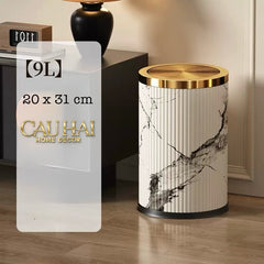 Thùng Rác Da Vân Đá Marble Prime Minimal Desk Trash Cans 9L 20x31-CẬU HAI HOME DECOR