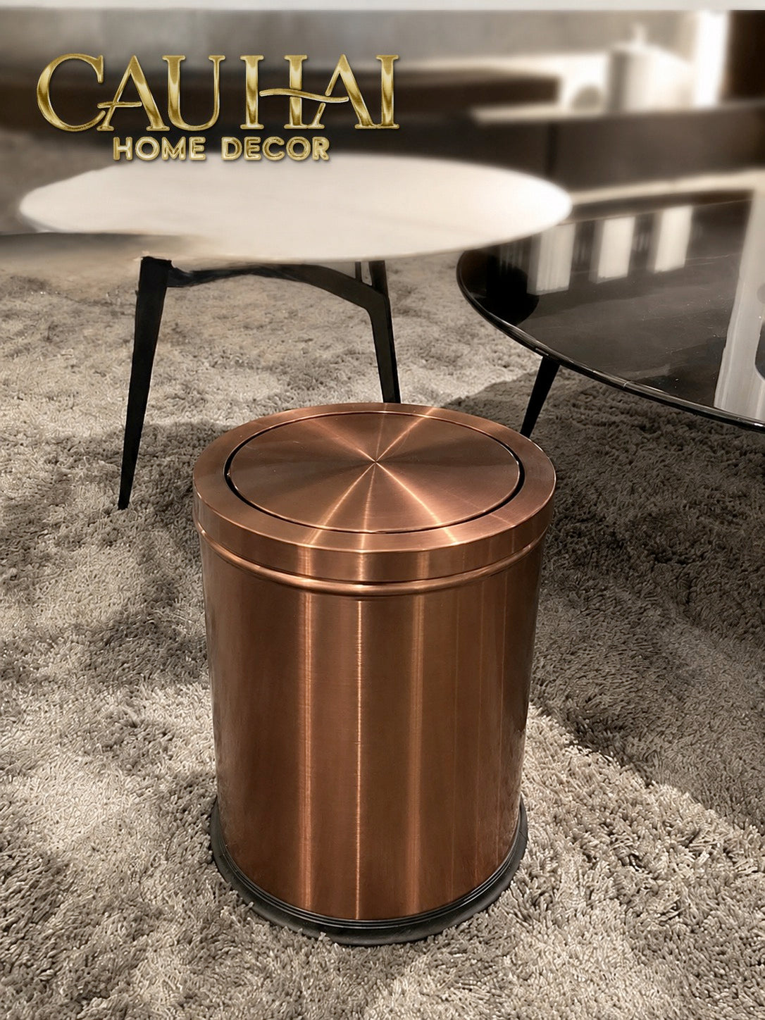 Thùng Rác Inox Monolith Bronze Trash Cans 9L 20x31-Thùng Rác-CẬU HAI HOME DECOR