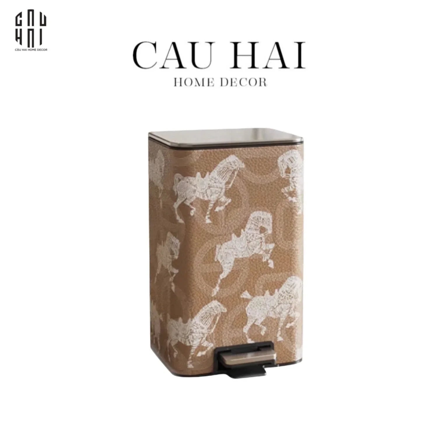 THÙNG RÁC VUÔNG CAO CẤP BỌC DA WHITE HORSE 15L