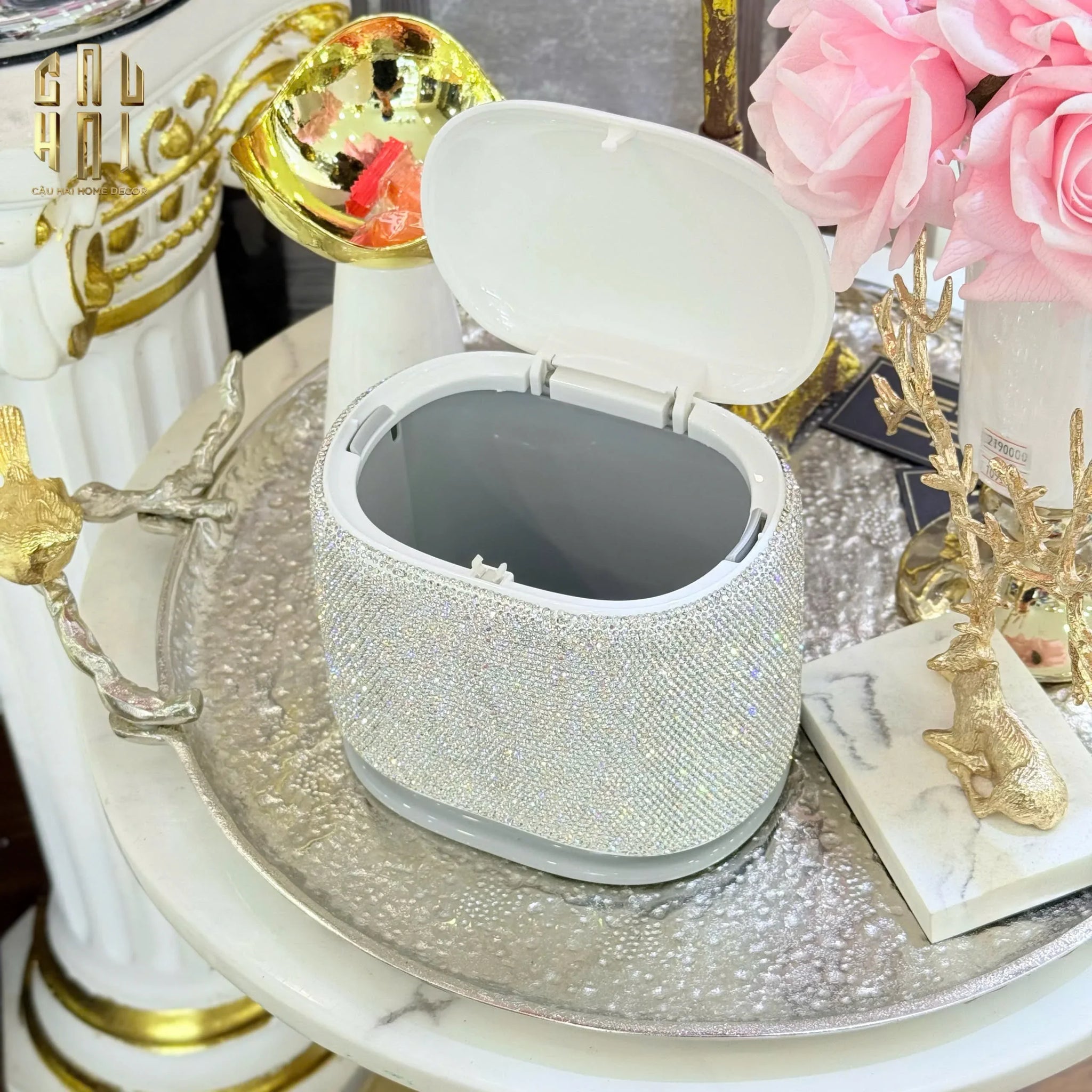 Thùng Rác Vuông Diamond Fantasy Bling Bling-Thùng Rác-CẬU HAI HOME DECOR