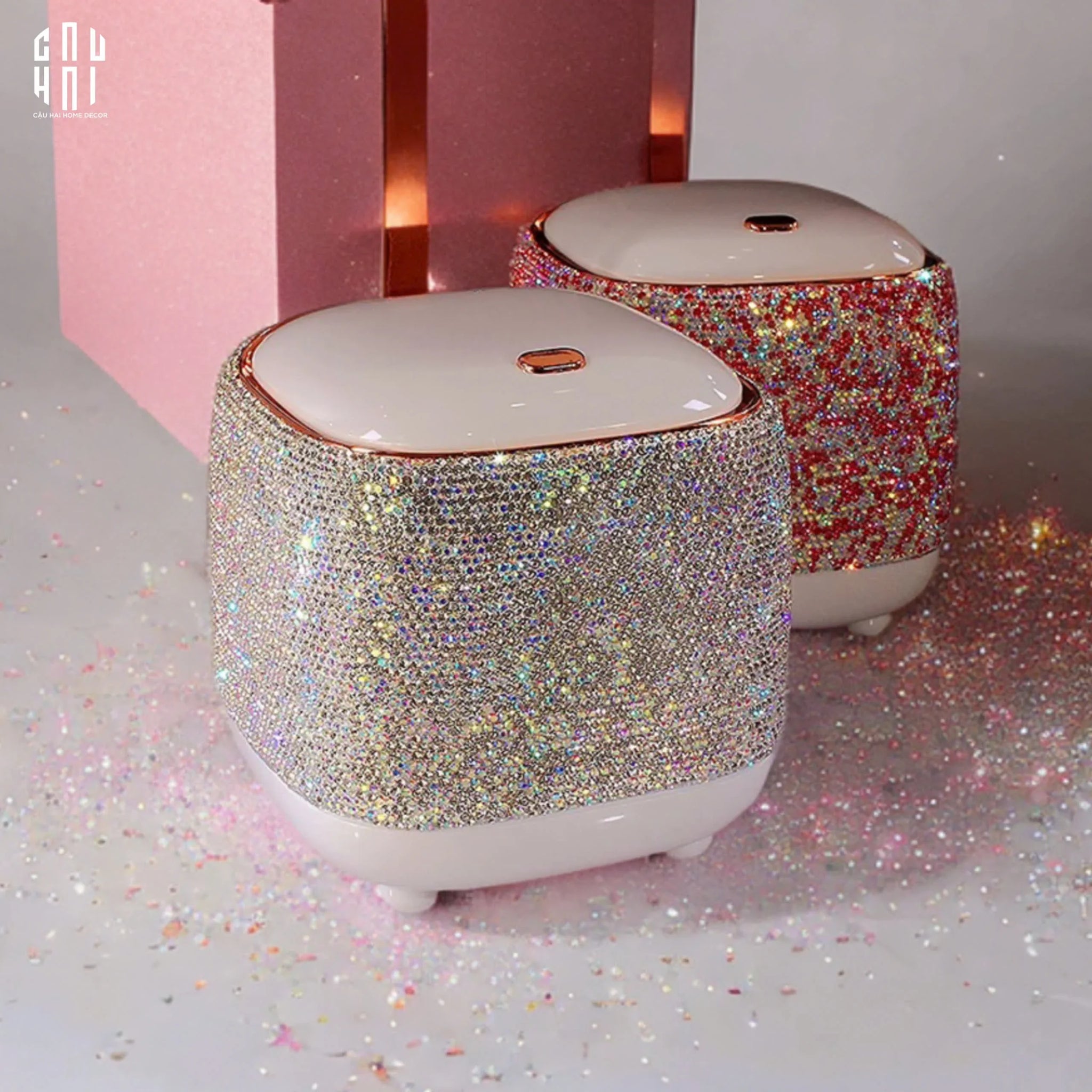 THÙNG RÁC VUÔNG MINI DIAMOND FANTASY BLING BLING