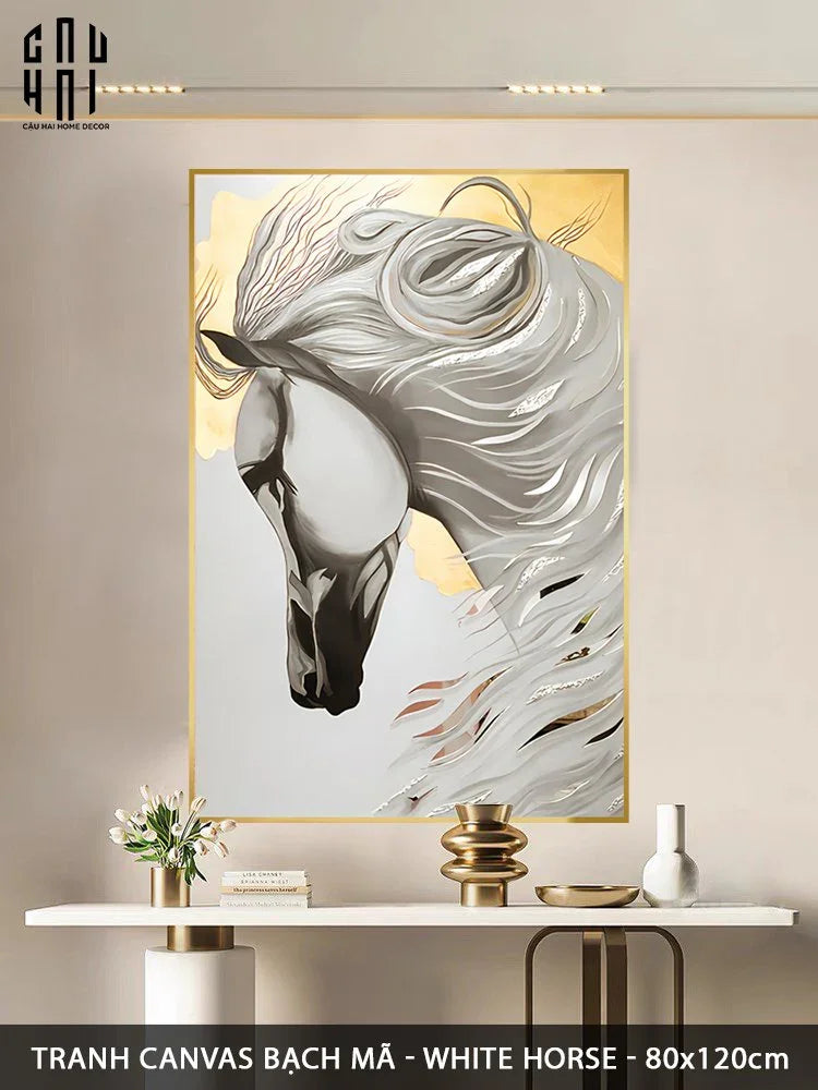 TRANH CANVAS BẠCH MÃ - WHITE HORSE 80X120CM