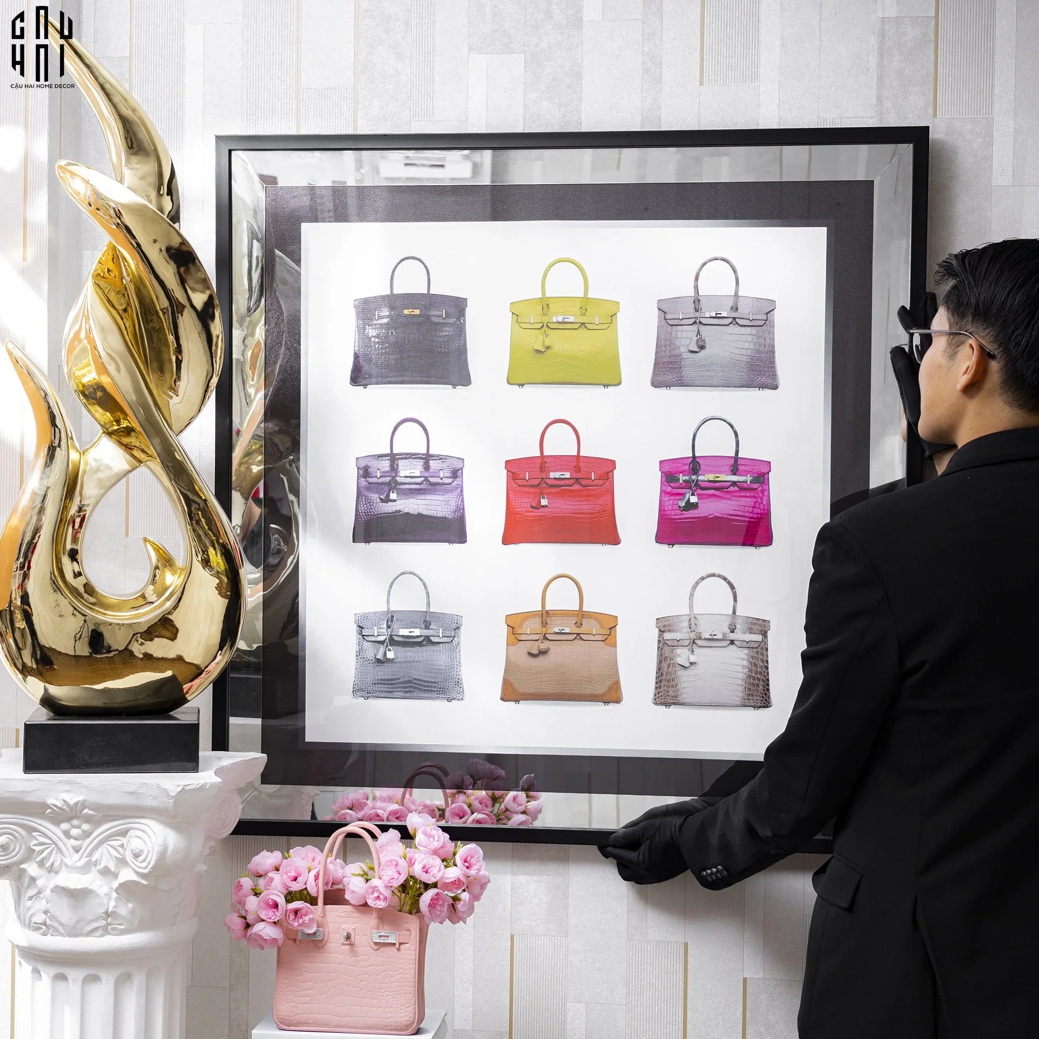 TRANH CANVAS CAO CẤP H BIRKIN CROCODILE LUXRY 90X90CM