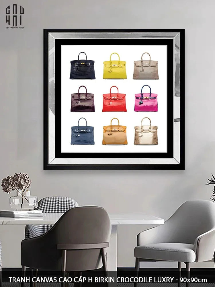TRANH CANVAS CAO CẤP H BIRKIN CROCODILE LUXRY 90X90CM