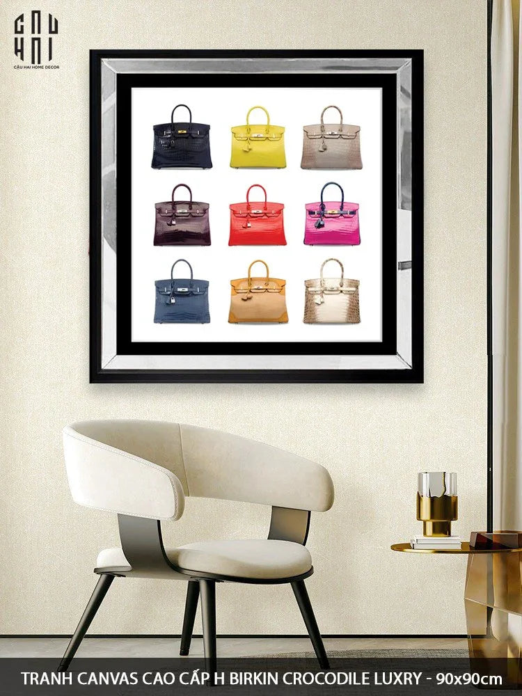 TRANH CANVAS CAO CẤP H BIRKIN CROCODILE LUXRY 90X90CM