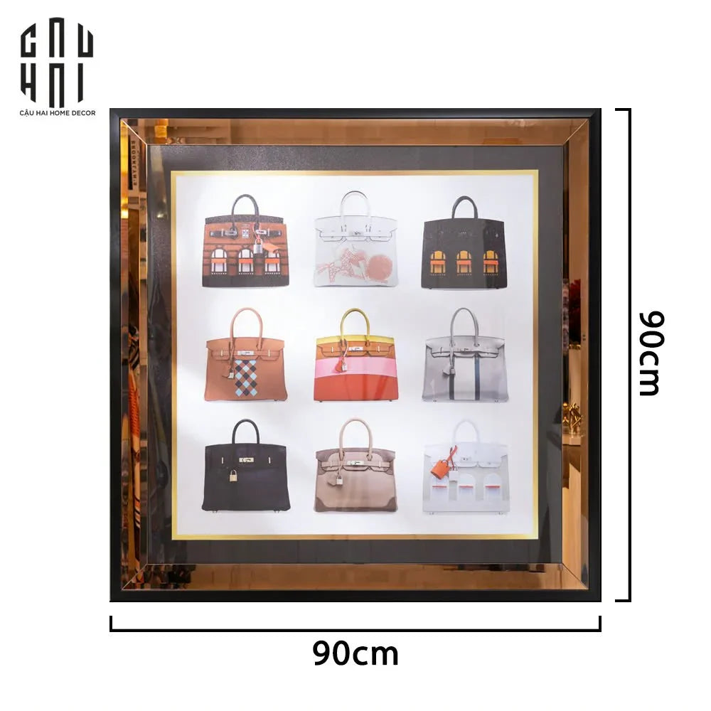 TRANH CANVAS CAO CẤP H BIRKIN LIMITED LUXURY 90X90CM - PHIÊN BẢN VIỀN ỐP GƯƠNG