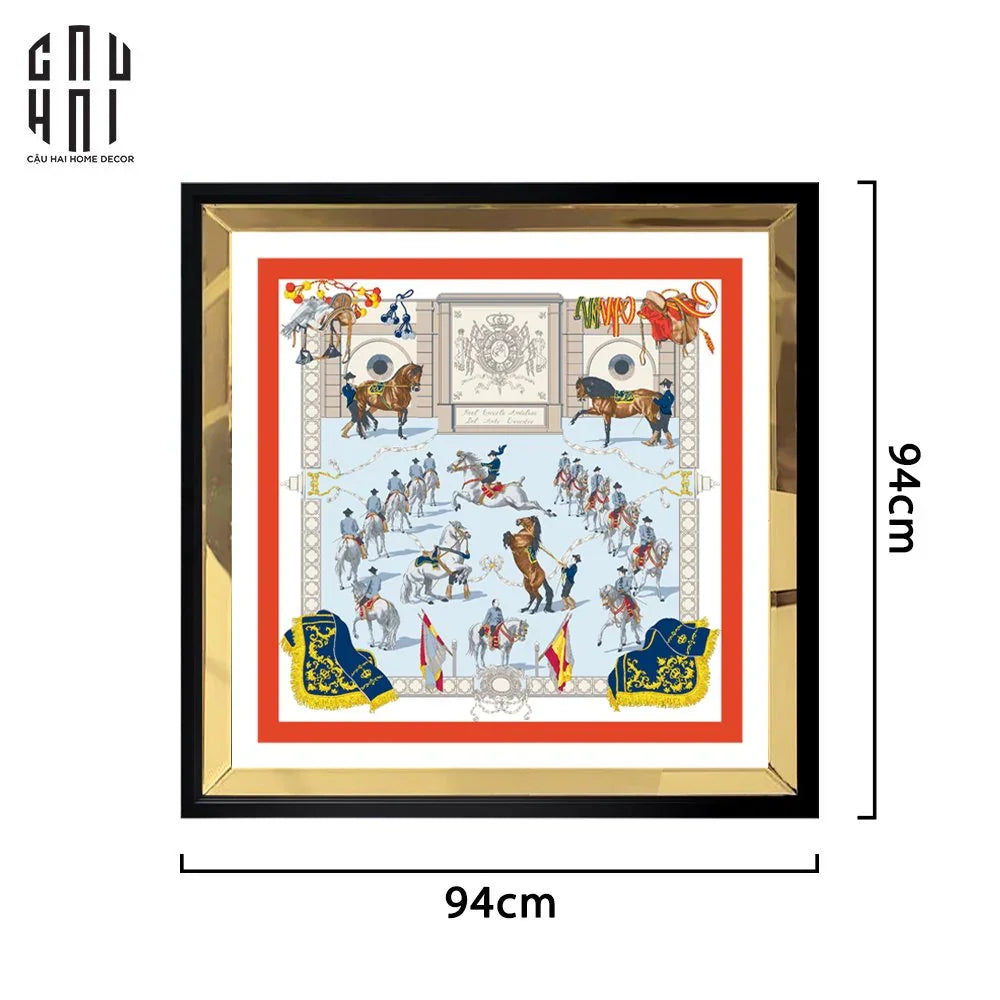 TRANH CANVAS CHEVAL DE FESTIVAL 94X94CM - VIỀN GỖ CÓ KÍNH