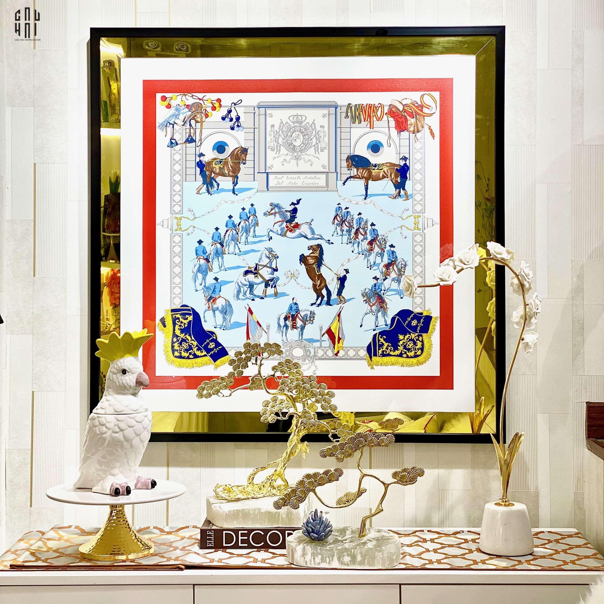 TRANH CANVAS CHEVAL DE FESTIVAL 94X94CM - VIỀN GỖ CÓ KÍNH