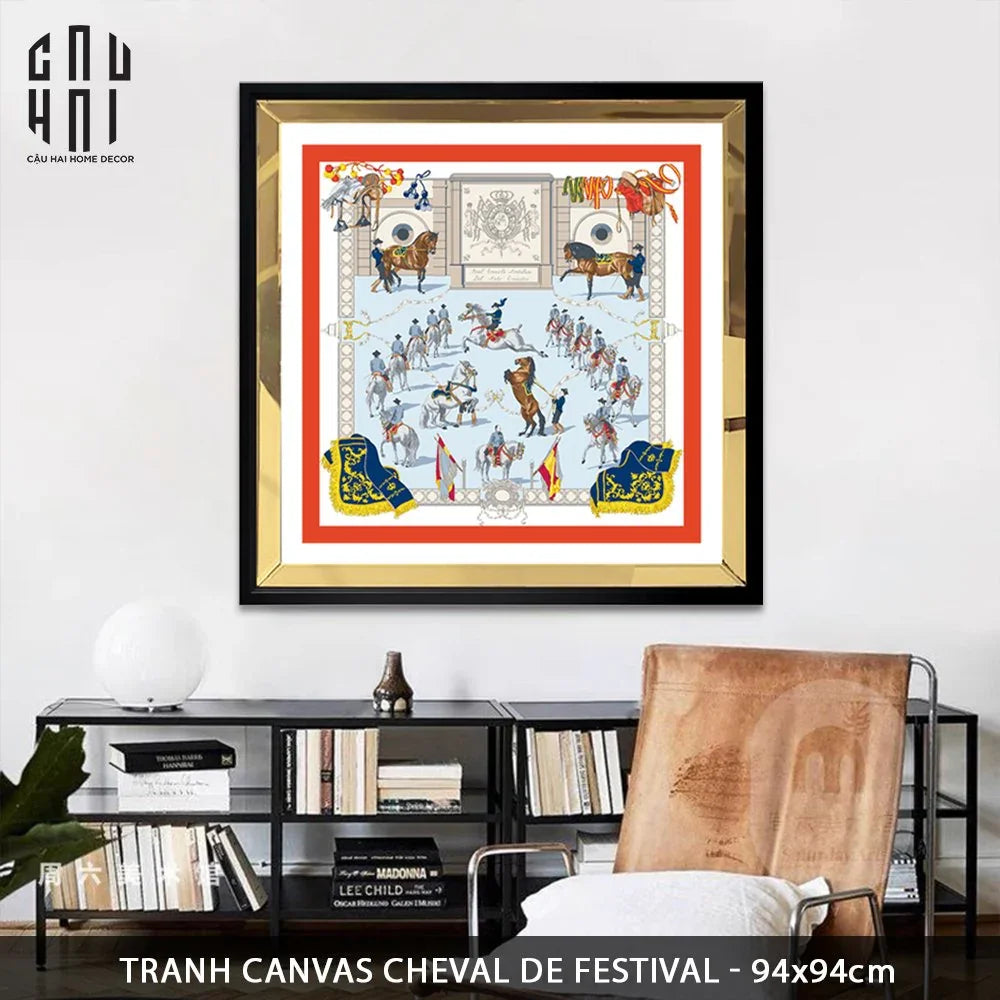 TRANH CANVAS CHEVAL DE FESTIVAL 94X94CM - VIỀN GỖ CÓ KÍNH