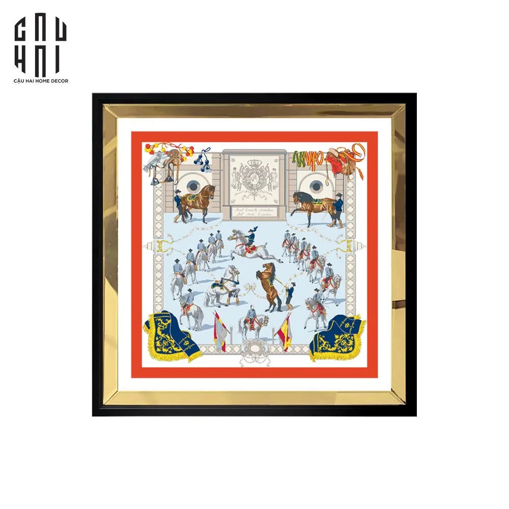 tranh-canvas-cheval-de-festival-94x94cm-vien-go-co-kinh-cau-hai-home-decor - CẬU HAI HOME DECOR