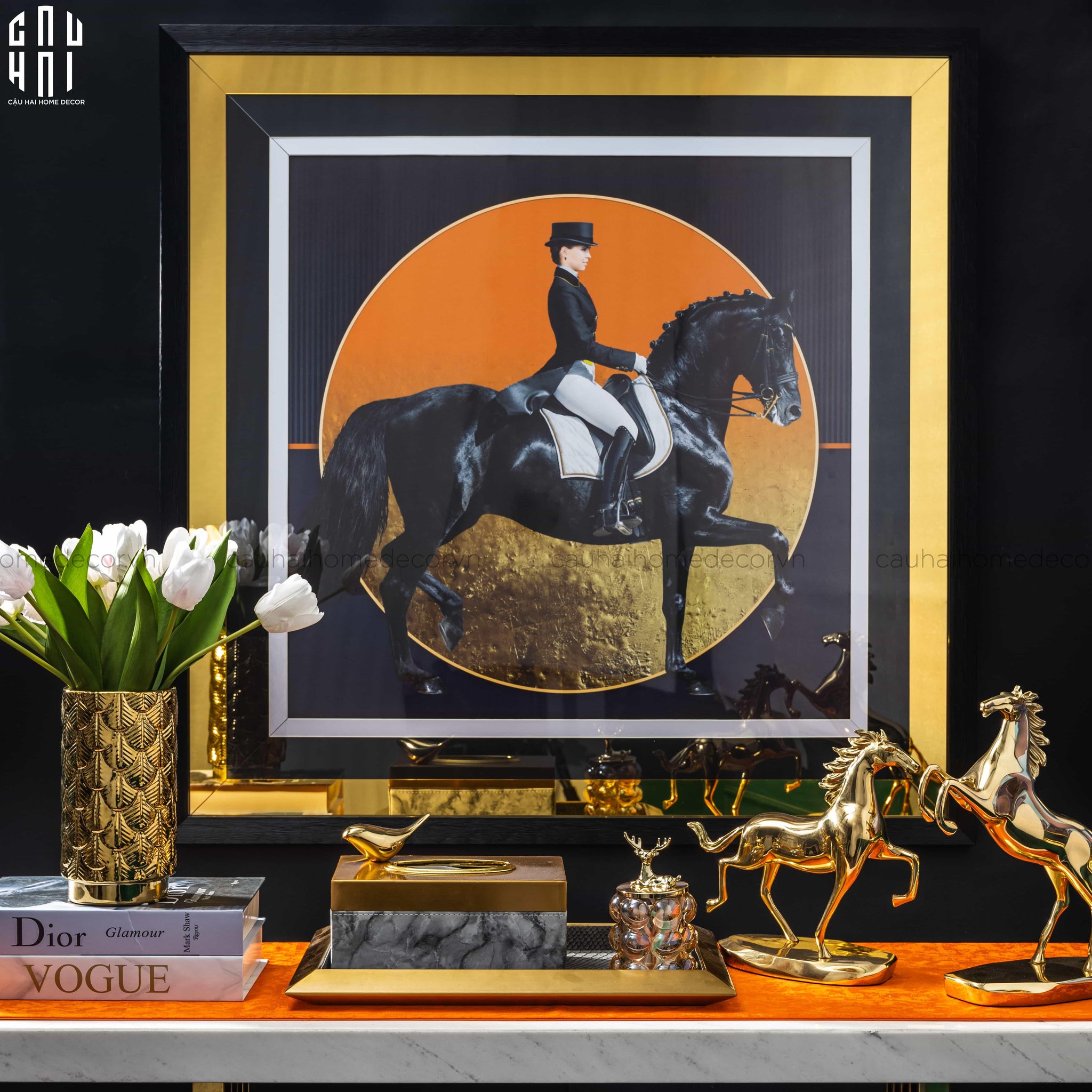 TRANH CANVAS GOLDEN DARKNIGHT 95X95CM - KHUNG GỖ CÓ KÍNH