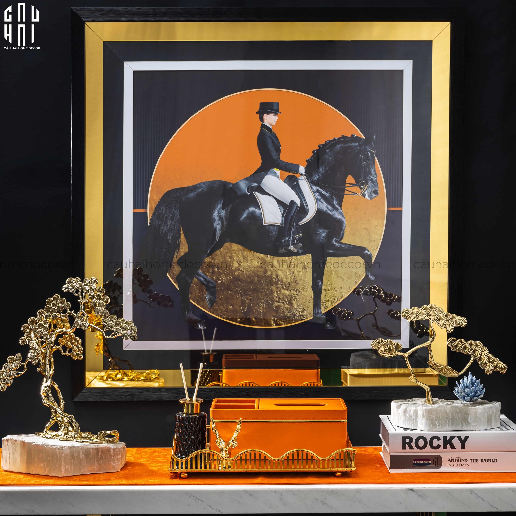 TRANH CANVAS GOLDEN DARKNIGHT 95X95CM - KHUNG GỖ CÓ KÍNH