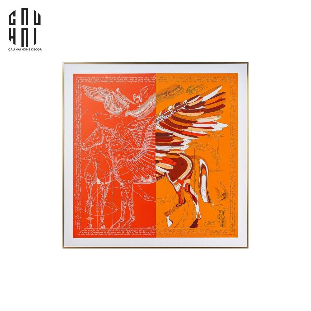 TRANH CANVAS HALF ORANGE PEGASUS 90X90CM - KHUNG NHÔM