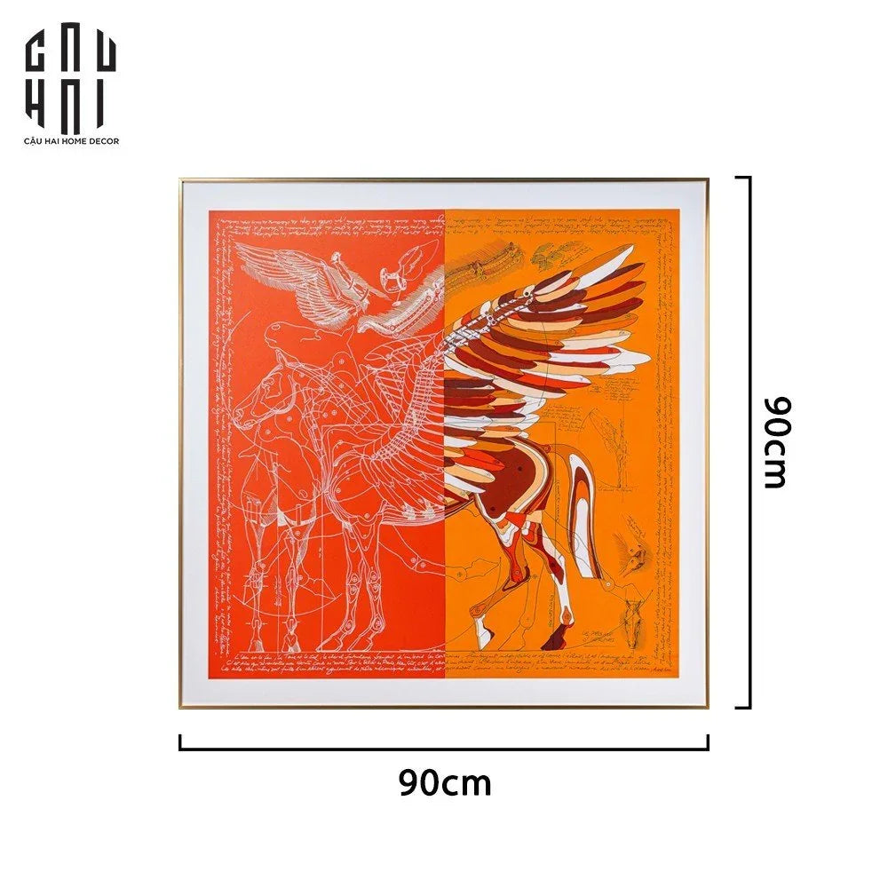 TRANH CANVAS HALF ORANGE PEGASUS 90X90CM - KHUNG NHÔM