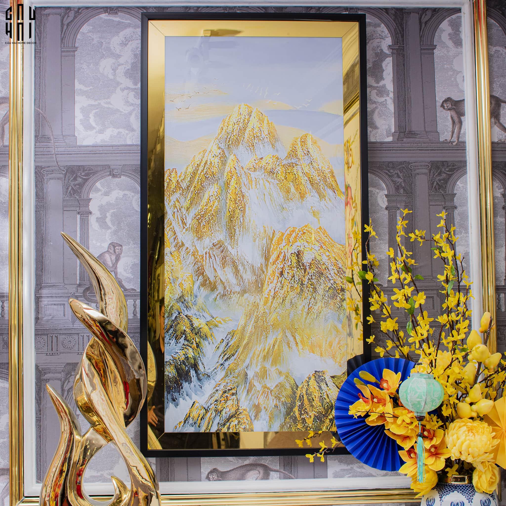 TRANH CANVAS NÚI NON HÙNG VĨ - VIỀN GỖ CÓ KÍNH- GORGEOUS MOUNTAINS 60X120CM
