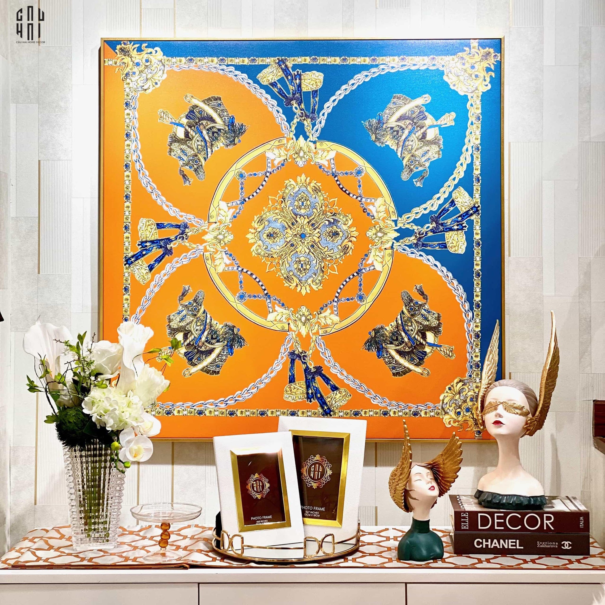 TRANH CANVAS ORANGE ROYALTY 90X90CM