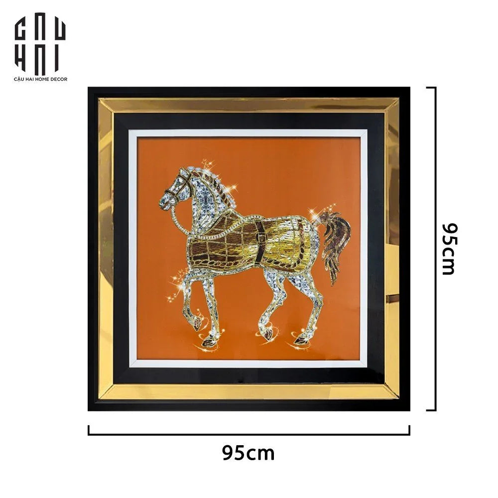 TRANH CANVAS TREO TƯỜNG H CHEVAL BLING BLING 95X95CM - KHUNG GỖ CÓ KÍNH