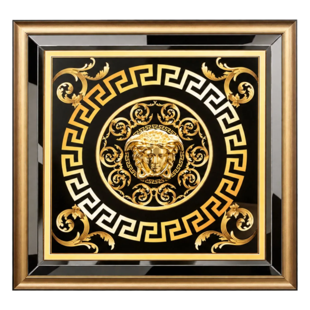 Tranh Gương Miroir Haute Joaillerie -  Barocco Nero UV Medusa Iconic 90x90