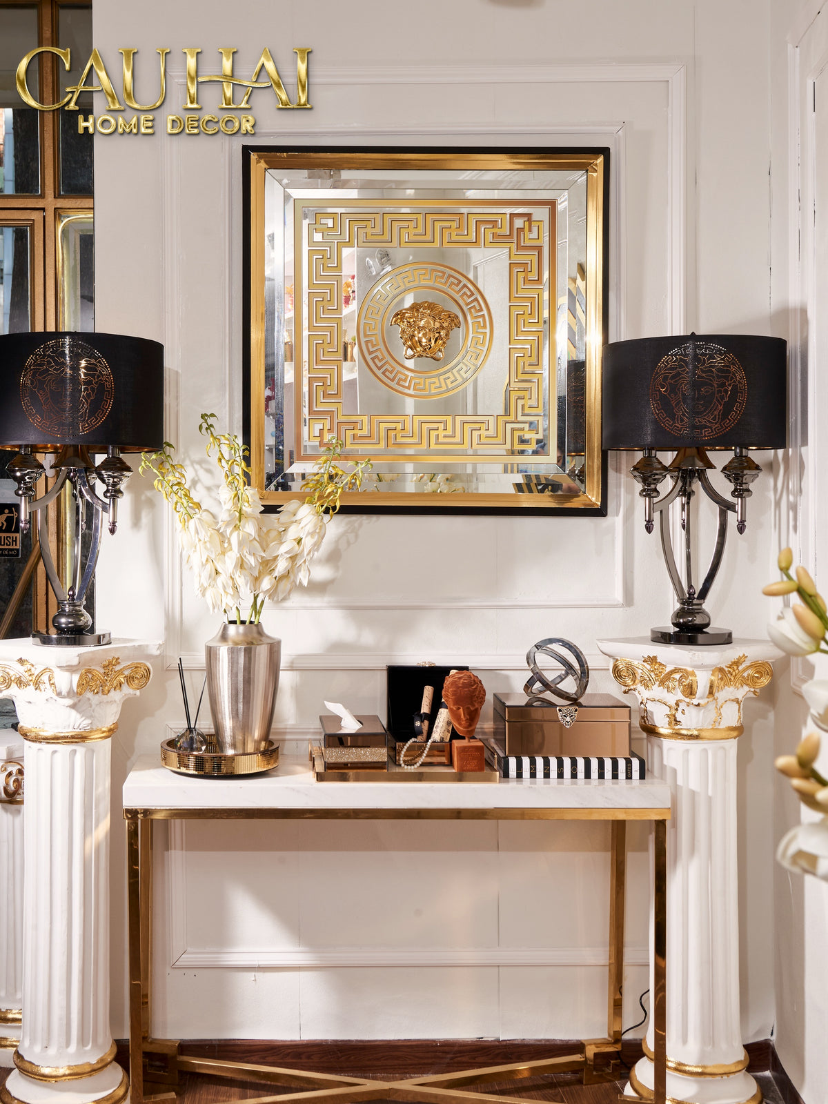 Tranh Gương Miroir Haute Joaillerie - Palazzo Greca UV Medusa Iconic 90x90-TRANH TREO TƯỜNG-CẬU HAI HOME DECOR