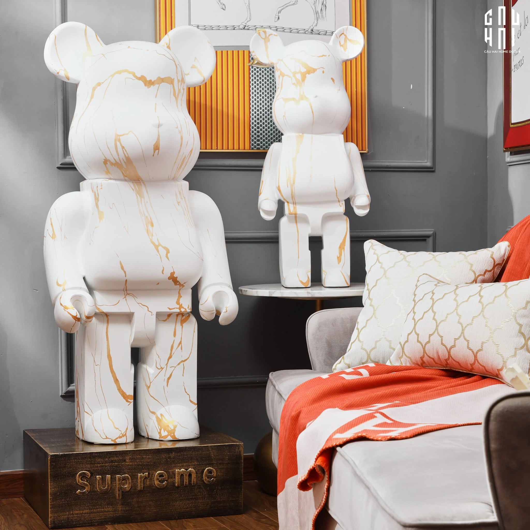 Tượng Bear Brick Marble 120Cm-TƯỢNG TRANG TRÍ-CẬU HAI HOME DECOR